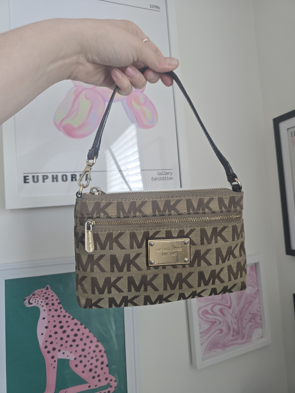 Michael Kors Brown MK Logo Convertible Wristlet